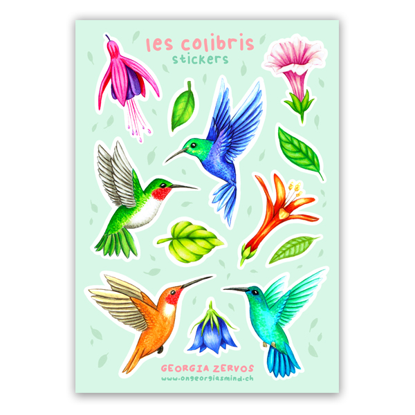 Feuille de Stickers “Les colibris”
